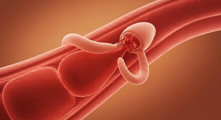 Ancylostoma duodenale feeding on host blood
