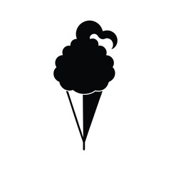 Cotton candy in a cone silhouette illustration