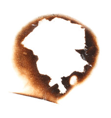 A burnt out spot on a white background