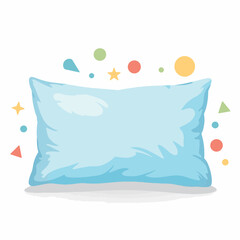 Naklejka premium Soft blue pillow surrounded by playful shapes, comfort and joy