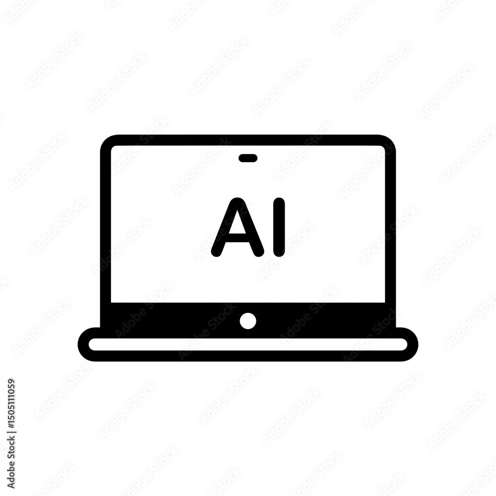 Poster ai laptop icon with simple and modern design for artificial intelligence technology symbol