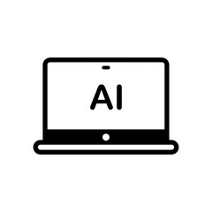 AI laptop icon with simple and modern design for artificial intelligence technology symbol