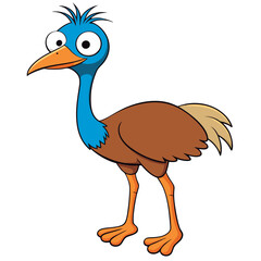 Vector illustration of a Cute cartoon emu.