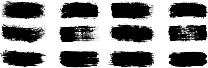 Brush strokes vector. Black set paint, ink brush, brush strokes, brushes, lines, frames, box, grungy. Paintbrush collection. Set of rectrangle shape brush strokes. Painted rectangles and long strokes,