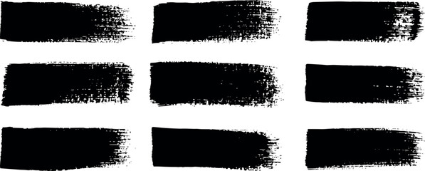 Brush strokes vector. Black set paint, ink brush, brush strokes, brushes, lines, frames, box, grungy. Paintbrush collection. Set of rectrangle shape brush strokes. Painted rectangles and long strokes,