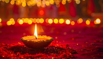 Festive Night with Illuminated Diyas and Candles