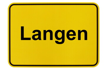 Illustration eines Ortsschildes der Gemeinde Langen in Niedersachsen
