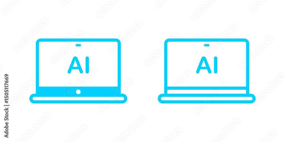 Aufkleber ai artificial intelligence laptop icon set with simple and modern design for future technology symbo
