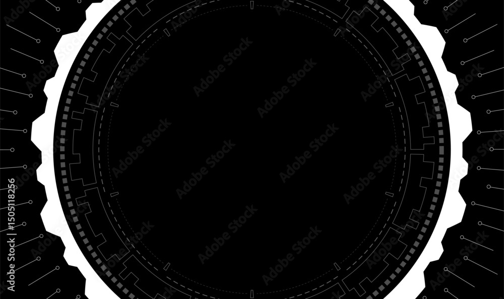 Poster circle round element futuristic background on black. innovation future big data. editable color and 