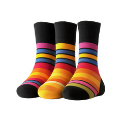 Three Pairs of Colorful Striped Socks - Fashionable Apparel for Men and Women