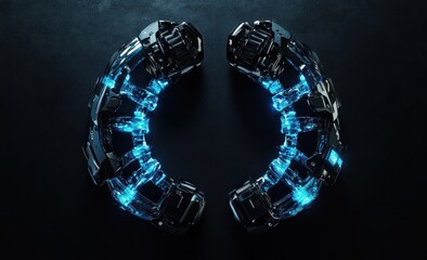 Futuristic Technology Design Element Glowing with Blue Lights, Abstract