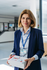 Portrait of female medical sales representative.