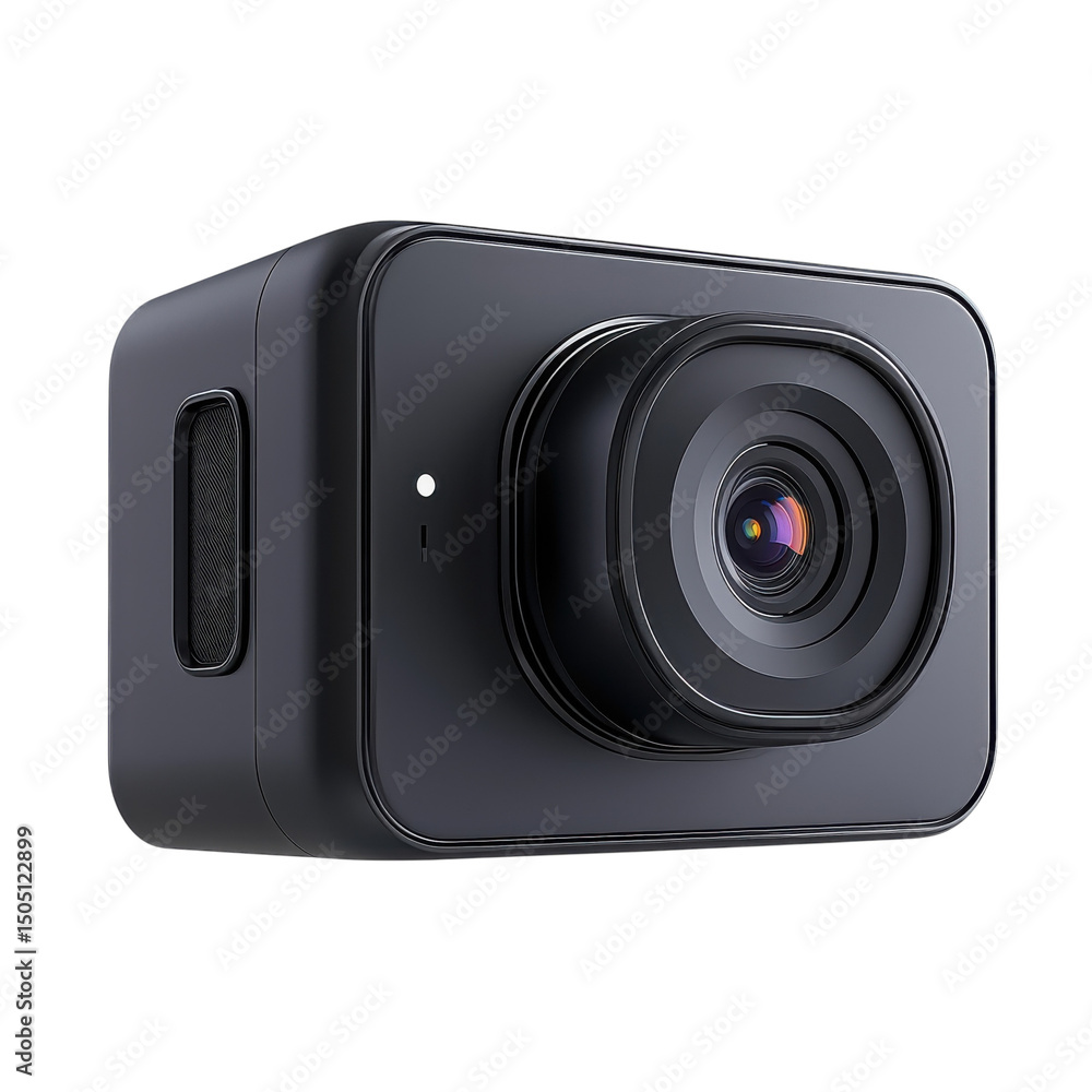 Poster capturing life s adventures with a sleek modern action camera ready to on transparent background