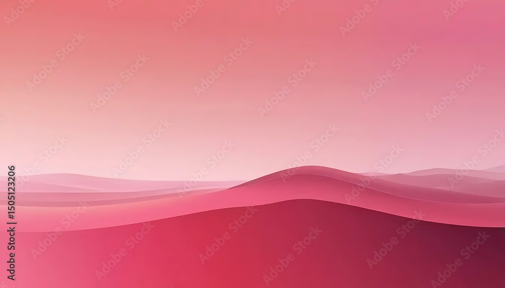 Poster abstract landscape with soft pink gradients creating smooth, rolling hills and serene atmosphere.