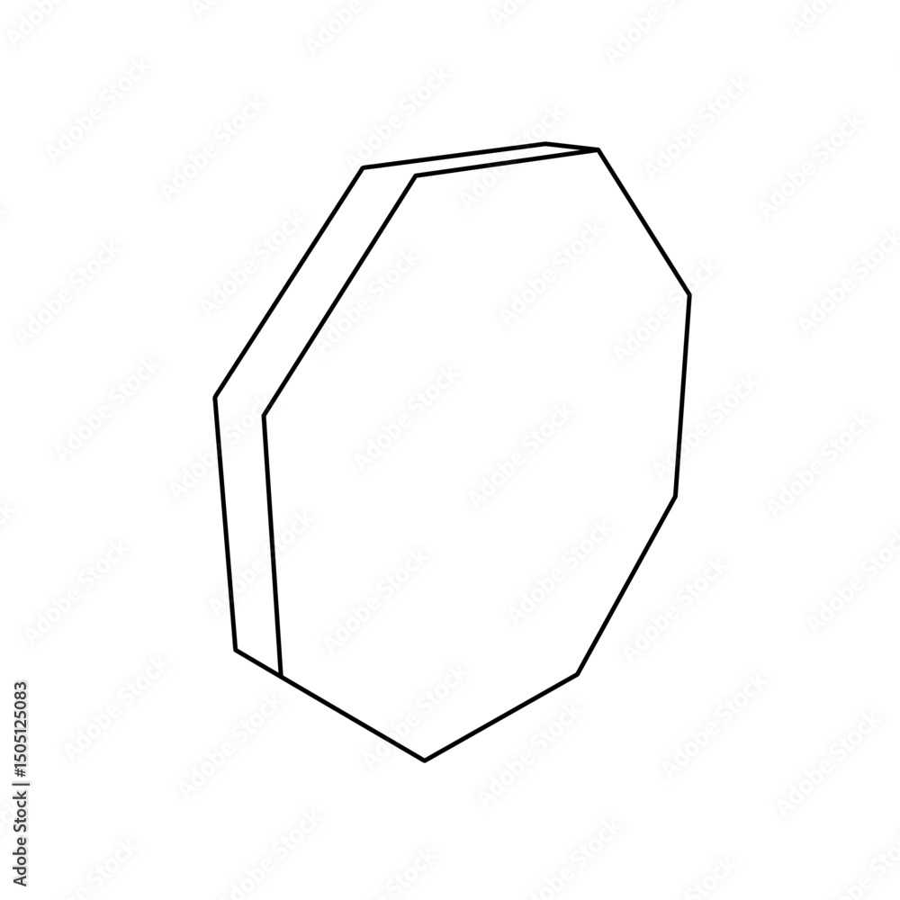 Poster the outline of a large octagon symbol is made with black lines. 3d view of the object in perspective