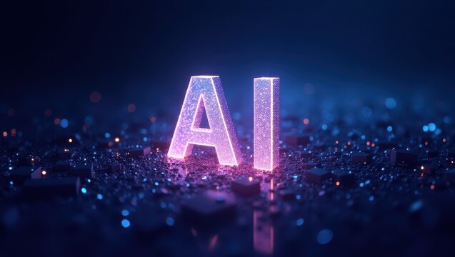 Open source AI illuminated by vibrant lights in a futuristic digital setting, showcasing advanced technology concepts and creativity