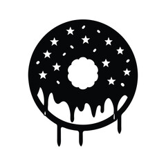 Donut with Stars and Dripping Glaze Silhouette