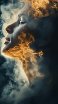 Silhouette of a man in fire