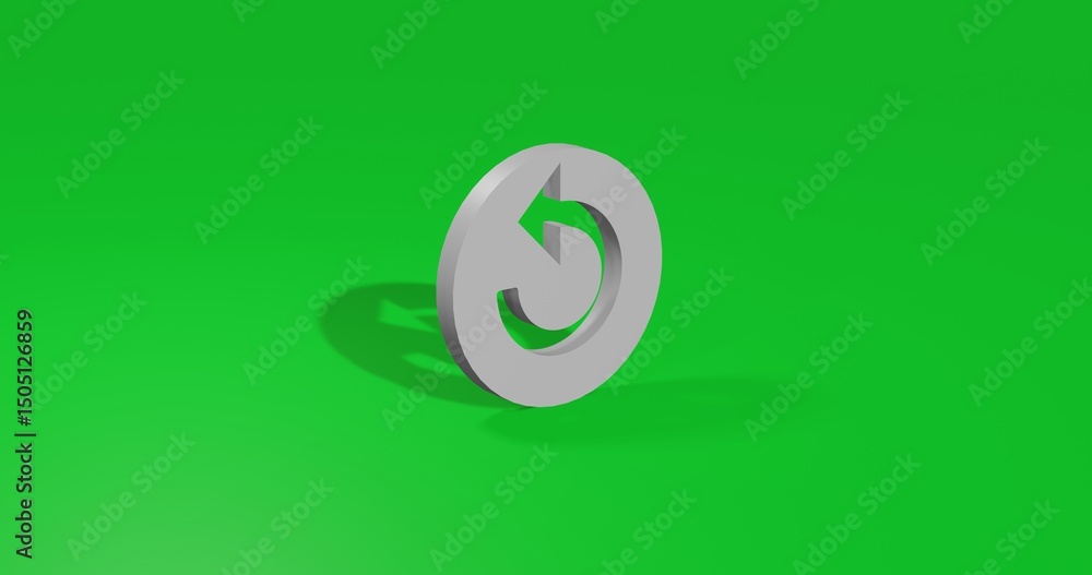 Poster isolated realistic white replay media symbol front view with shadow. 3d illustration on green chroma