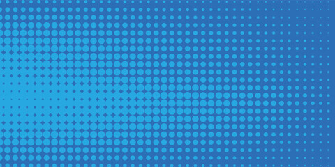 Young vector with circle shape. Dots halftone white and blue color pattern gradient grunge texture background. vector illustration
