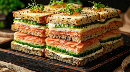 Mini pyramid sandwiches