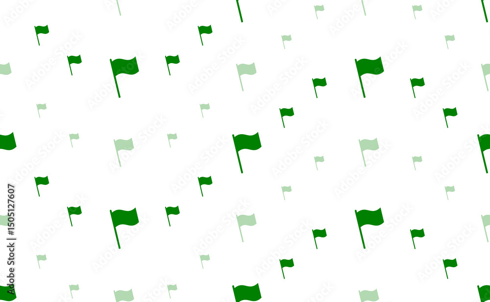 Poster seamless pattern of large and small green flag symbols. the elements are arranged in a wavy. illustr