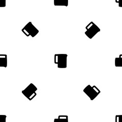 Seamless pattern of repeated black electric kettle symbols. Elements are evenly spaced and some are rotated. Illustration on transparent background
