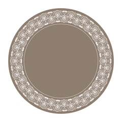 Vector gold round classical Greek floral ornament. European ornament. Border, frame, circle, ring Ancient Greece, Roman Empire. Pattern frame for round surface, household utensil, textile, embroidery