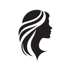 beautiful woman vector silhouette clip art logo design illustration
