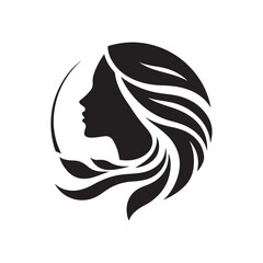 beautiful woman vector silhouette clip art logo design illustration