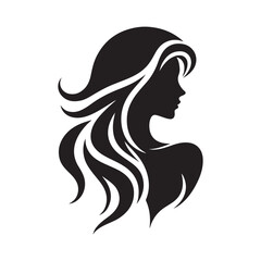 beautiful woman vector silhouette clip art logo design illustration