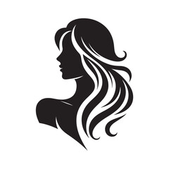 beautiful woman vector silhouette clip art logo design illustration