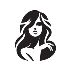 beautiful woman vector silhouette clip art logo design illustration