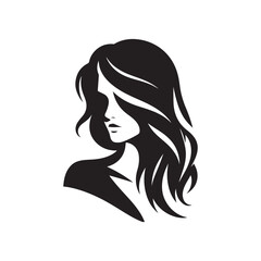 beautiful woman vector silhouette clip art logo design illustration