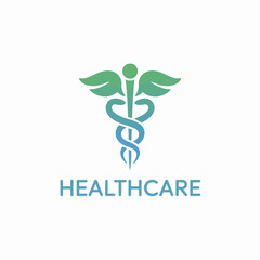 Modern Healthcare Logo with Caduceus Symbol