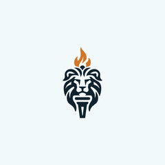 Lion head torch logo