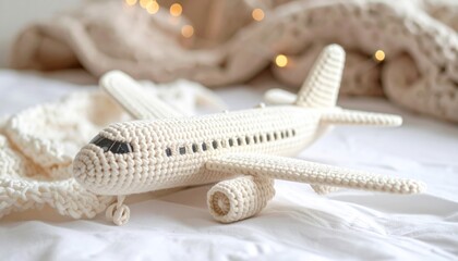 Isolated brown knitting needles with blue yarn and a white towel for beauty