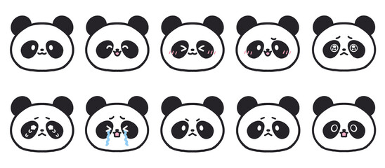 かわいいパンダの表情アイコンセット © とりあいす