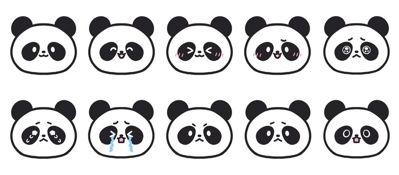 かわいいパンダの表情アイコンセット