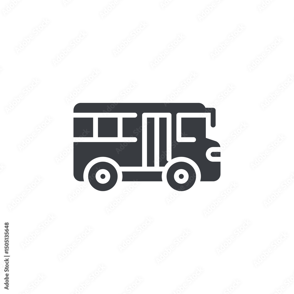 Poster school bus vector icon