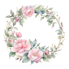 Fototapeta premium Floral flower round frame on transparent background 