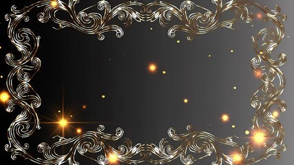 Elegant frame with sparkling golden and silver swirls glowing stars in motion - Powered by Adobe