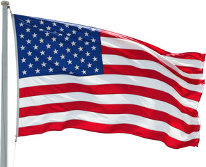 Obraz premium American Flag Waving on Flagpole Patriotic Symbol National Pride USA Banner