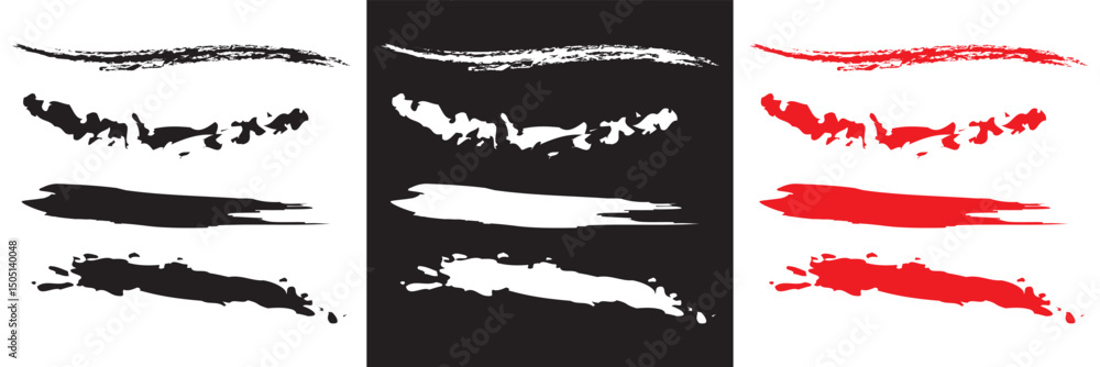 Poster black, white and red brush strokes. abstract grunge texture . artistic graphic element, creative des