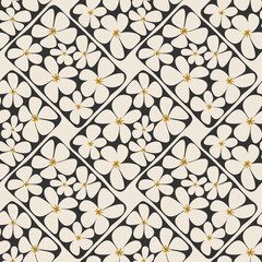 Trendy minimalist seamless botanical pattern with abstract creative hand drawn composition