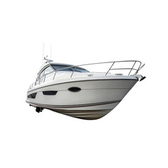 Naklejka premium Luxury Motor Yacht, Elegant White Boat on Transparent Background