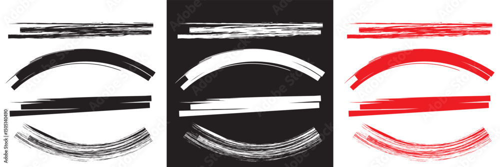 Poster black, white and red brush strokes. abstract grunge texture . artistic graphic element, creative des