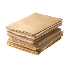 A stack of brown paper sheets arranged in a neat pile.