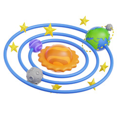 Solar System 3D Illustration