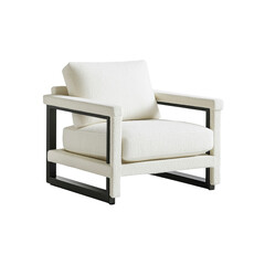 Modern White Upholstered Accent Chair with Black Frame
